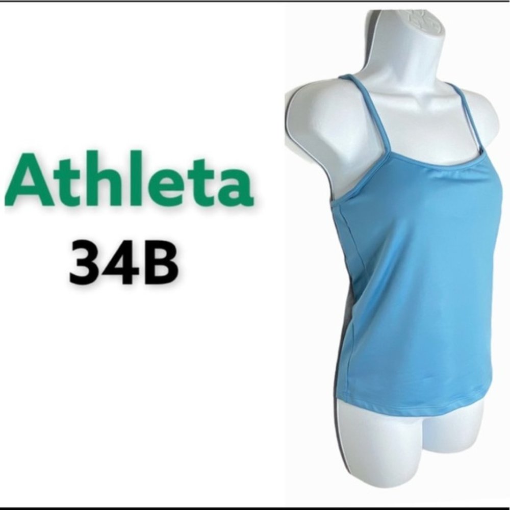 Sky Blue Athleta Top Built In Adjustable Bra 34B